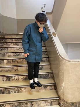 「ブルー」｜「アイテム（モッズコート）」を使った、haruka19980908さん（メンズ・168cm）の冬コーディネート