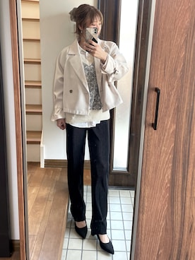 「moment+」｜「アイテム（ジャケット/アウター）」を使った、ひーさん🗿💬さん（レディース・165cm）の春コーディネート