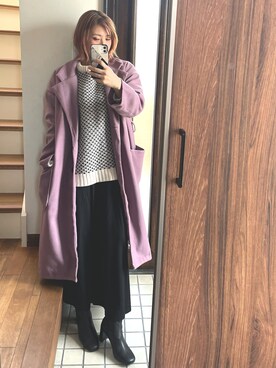 「ECRIRE（エクリール）のアイテム（チェスターコート）」を使った、ひーさん🗿💬さん（レディース・165cm）の秋コーディネート