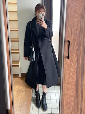 「JUNOAH（ジュノア）のアイテム（チェスターコート）」を使った、ひーさん🗿💬さん（レディース・164cm）の冬コーディネート