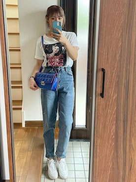 「H&M（エイチ・アンド・エム）のアイテム（デニムパンツ）」を使った、ひーさん🗿💬さん（レディース・165cm）の夏コーディネート