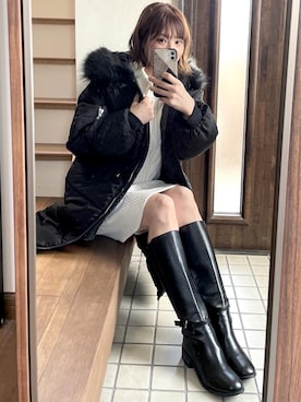 「deux amour（ドゥーザムール）のアイテム（ジャケット/アウター）」を使った、ひーさん🗿💬さん（レディース・164cm）の冬コーディネート