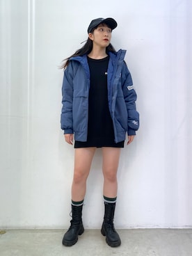 「アイテム（ソックス/靴下、グリーン系）」を使った、Hinakoさん（レディース・165cm）の秋コーディネート