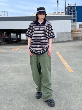 「XLARGE（エクストララージ）のアイテム（ハット）」を使った、Hinakoさん（レディース・165cm）の夏コーディネート