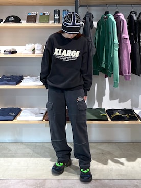 「XLARGE（エクストララージ）のアイテム（ハット）」を使った、Hinakoさん（レディース・165cm）の秋コーディネート
