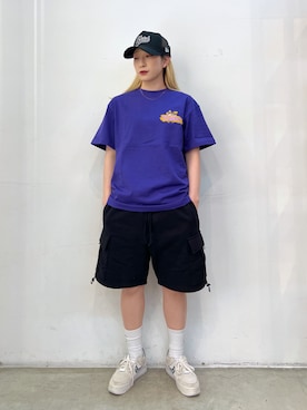 「エクストララージ」｜「アイテム（キャップ）」を使った、Hinakoさん（レディース・165cm）の夏コーディネート