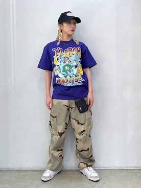 「XLARGE（エクストララージ）のアイテム（財布/小物）」を使った、Hinakoさん（レディース・165cm）の夏コーディネート