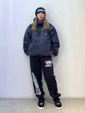 「XLARGE（エクストララージ）のアイテム（その他アウター）」を使った、Hinakoさん（レディース・165cm）の秋コーディネート