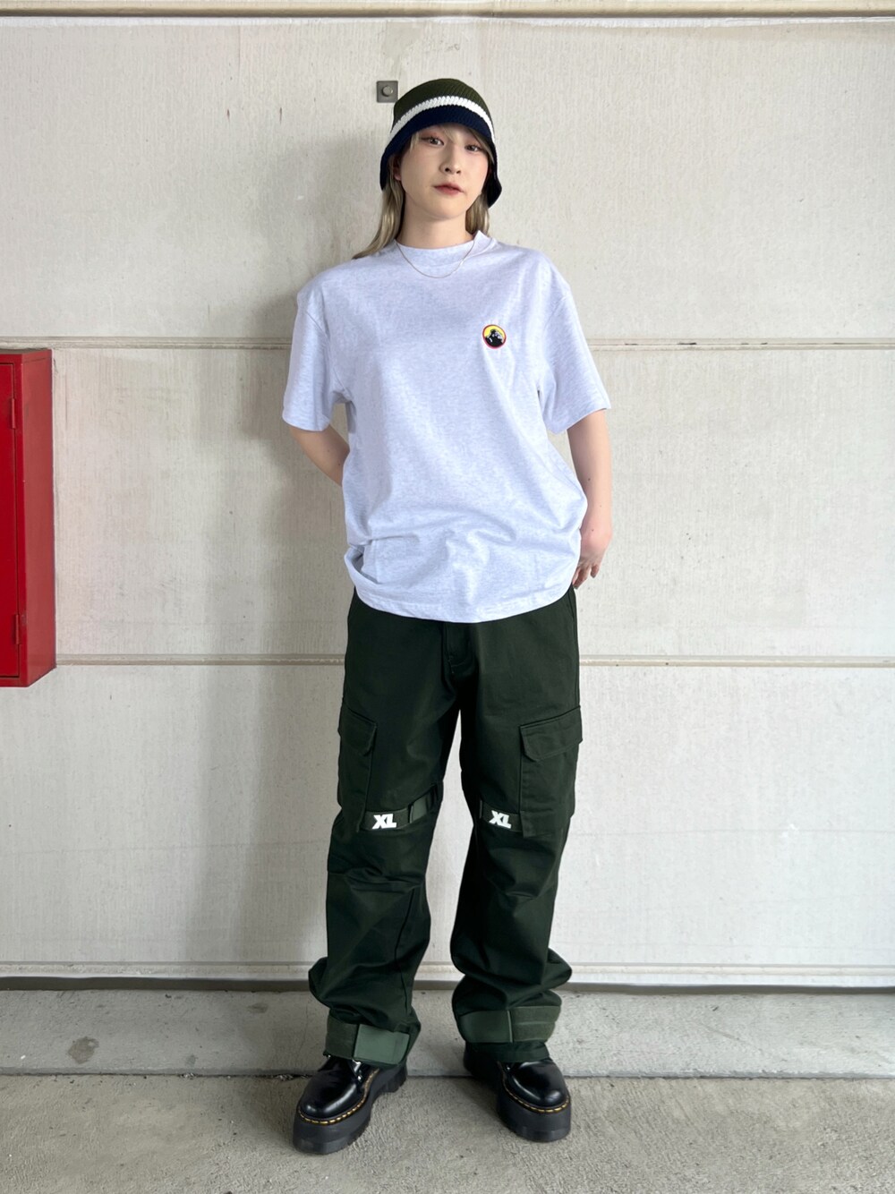 「ootd、今日のコーデ、コーディネート、XLARGE」｜「XLARGEのSOUNDS S/S TEE（Tシャツ/カットソー、グレー系）」を使った、Hinakoさん（レディース・165cm）の夏コーディネートの1枚目の写真