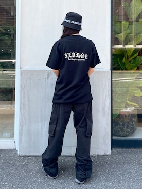 「XLARGE（エクストララージ）のアイテム（ハット）」を使った、Hinakoさん（レディース・165cm）の夏コーディネート