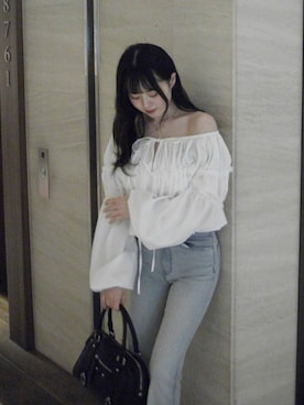 「Heather（ヘザー）のアイテム（バッグ）」を使った、HARUKIさん（レディース・157cm）の春コーディネート