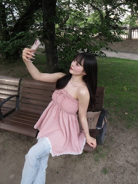 「Heather（ヘザー）のアイテム（パンツ）」を使った、HARUKIさん（レディース・157cm）の夏コーディネート