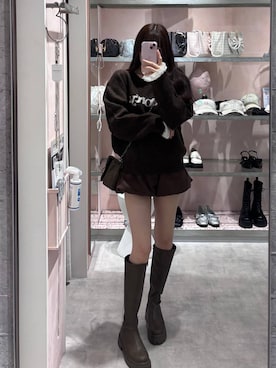 「Heather（ヘザー）のアイテム（バッグ）」を使った、HARUKIさん（レディース・157cm）の秋コーディネート