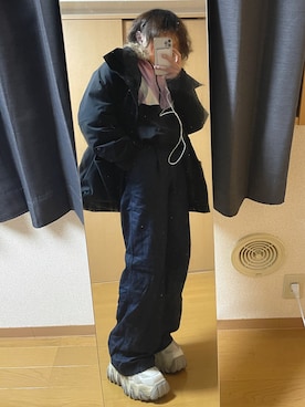 「アイテム（その他アウター、ピンク系）」を使った、りさん（メンズ・162cm）の冬コーディネート