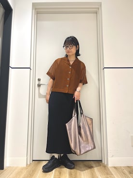 「SMELLY（スメリー）のアイテム（メガネ）」を使った、れお.* 𖥧⚘さん（レディース・158cm）の秋コーディネート