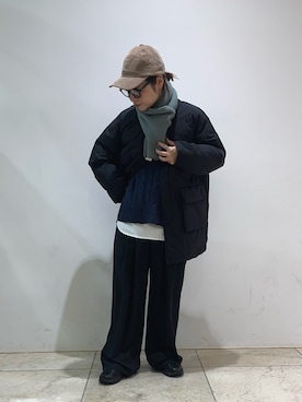 「アイテム（マフラー）」を使った、れおさん（レディース・158cm）の秋コーディネート