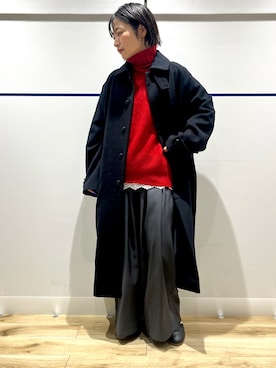 「アイテム（ステンカラーコート）」を使った、れお.* 𖥧⚘さん（レディース・158cm）の冬コーディネート