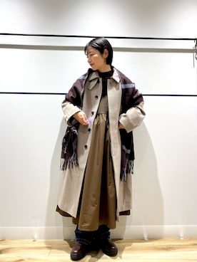 「URBAN RESEARCH DOORS（アーバンリサーチドアーズ）のニットドッキングワンピース（ワンピース）」を使った、れおさん（レディース・158cm）の秋コーディネート