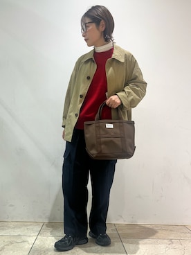 「アイテム（ステンカラーコート）」を使った、れおさん（レディース・158cm）の秋コーディネート