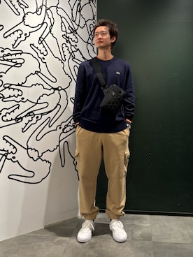 「LACOSTE（ラコステ）のアイテム（ニット/セーター）」を使った、suzukiさん（メンズ・167cm）の秋コーディネート