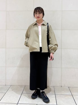 「アイテム（ブルゾン）」を使った、庭田さん（レディース・155cm）の春コーディネート