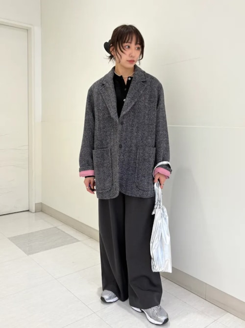 SHIPS Primary Navy Label:ヘリンボーンツイード ジャケット コート