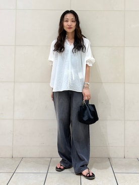 「kaene（カエン）のアイテム」を使った、庭田さん（レディース・155cm）の夏コーディネート