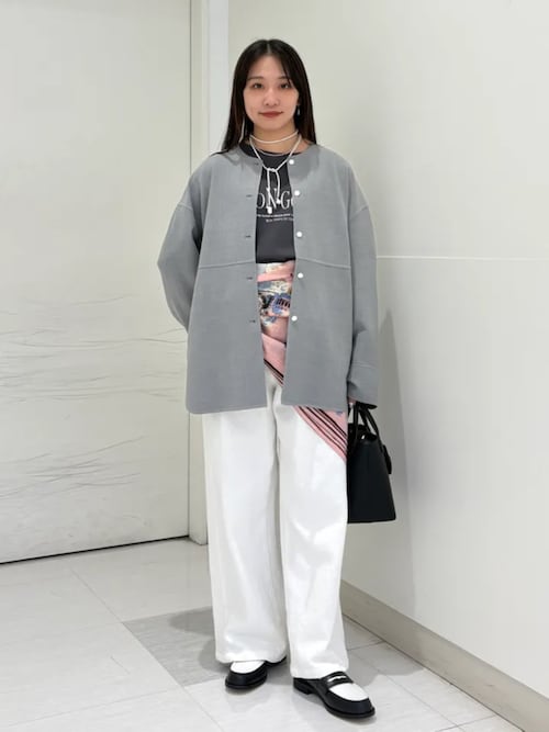 手洗い可能〉ストレッチ 二重織 リバー 仕立て ノーカラー コート