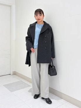 「アイテム（ピーコート）」を使った、庭田さん（レディース・155cm）の冬コーディネート