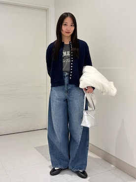 「bit blue（ビットブルー）のアイテム」を使った、庭田さん（レディース・155cm）の冬コーディネート