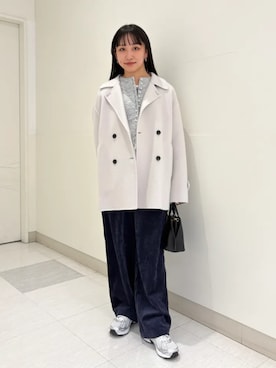 「アイテム（ピーコート）」を使った、庭田さん（レディース・155cm）の冬コーディネート