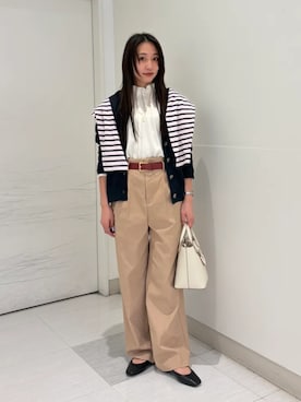 「SAINT JAMES（セントジェームス）のアイテム」を使った、庭田さん（レディース・155cm）の春コーディネート