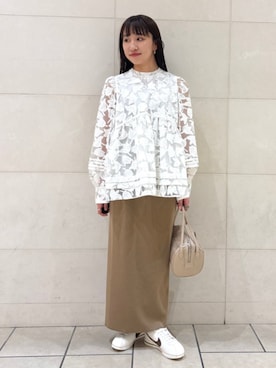 「アイテム（ピアス（両耳用））」を使った、庭田さん（レディース・155cm）の春コーディネート
