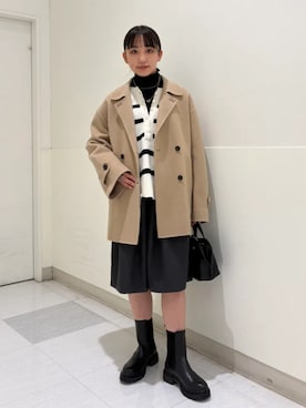 「アイテム（ピーコート）」を使った、庭田さん（レディース・155cm）の冬コーディネート