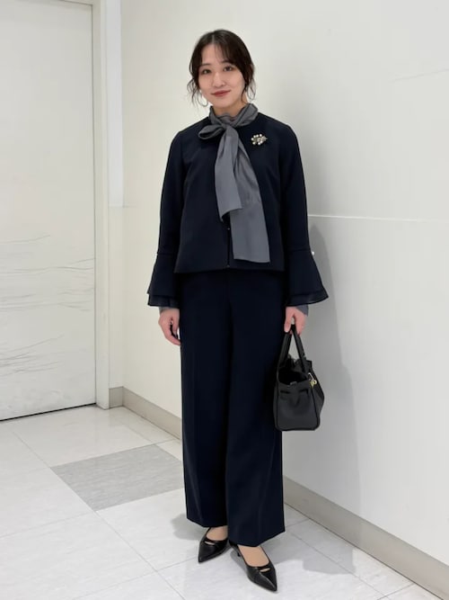 ダブル クロス 重ね袖 ノーカラー ジャケット（セレモニー対応可