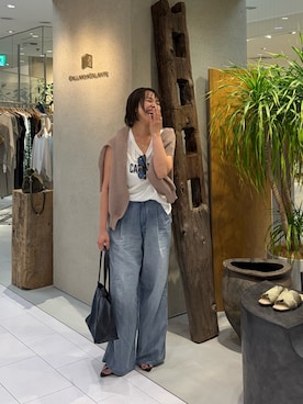 「GALLARDAGALANTE（ガリャルダガランテ）のフレンチシアーロゴTee（キャミソール、ホワイト系）」を使った、gg_shinoaさん（レディース・160cm）の春コーディネート