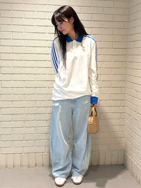 「アイテム（ポロシャツ）」を使った、Lunaさん（レディース・164cm）の夏コーディネート