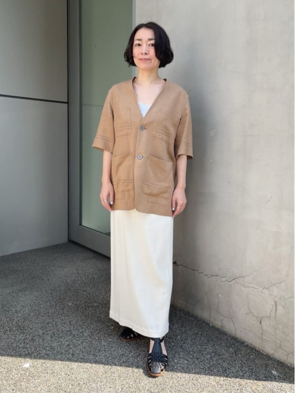 □リブコンビフレンチリネン ハーフスリーブジャケットを使った人気