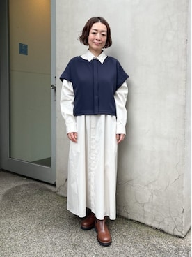 「アイテム（シャツワンピース）」を使った、TOMORROWLANDhoriuchiさん（レディース・157cm）の秋コーディネート