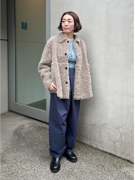 「アイテム（ムートンコート）」を使った、TOMORROWLANDhoriuchiさん（レディース・157cm）の秋コーディネート