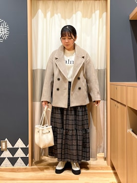 「Samansa Mos2 blue（サマンサモスモスブルー）のアイテム（その他アウター）」を使った、たむらちはるさん（レディース・160cm）の冬コーディネート