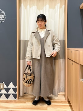 「コート」｜「アイテム（サロペット/オーバーオール）」を使った、たむらちはるさん（レディース・160cm）の冬コーディネート