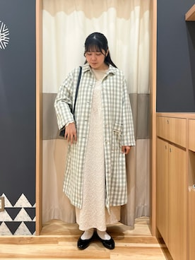 「Samansa Mos2（サマンサ モスモス）のインナー付花柄ジャカードキャミワンピース（ワンピース）」を使った、たむらちはるさん（レディース・160cm）の春コーディネート