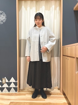 「コート」｜「アイテム（チュニック）」を使った、たむらちはるさん（レディース・160cm）の秋コーディネート