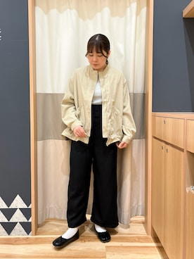 「Samansa Mos2 blue（サマンサモスモスブルー）のアイテム（ブルゾン）」を使った、たむらちはるさん（レディース・160cm）の春コーディネート