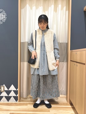 「ファーベスト」｜「アイテム（チュニック）」を使った、たむらちはるさん（レディース・160cm）の秋コーディネート