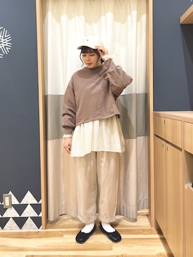 「重ね着ベストシーズン」｜「アイテム（チュニック）」を使った、たむらちはるさん（レディース・160cm）の秋コーディネート