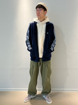 「adidas（アディダス）のベッケンバウアートラックジャケット（ジェンダーニュートラル） / トラックトップ ジャージ / アディダスオリジナルス adidas Originals（ジャージ、ブルー系）」を使った、SKさん（メンズ・178cm）の春コーディネート
