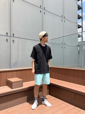 「adidas（アディダス）のアディカラー コンテンポ Tシャツ / アディダスオリジナルス adidas Originals（Tシャツ/カットソー、ブラック系）」を使った、SKさん（メンズ・178cm）の春コーディネート