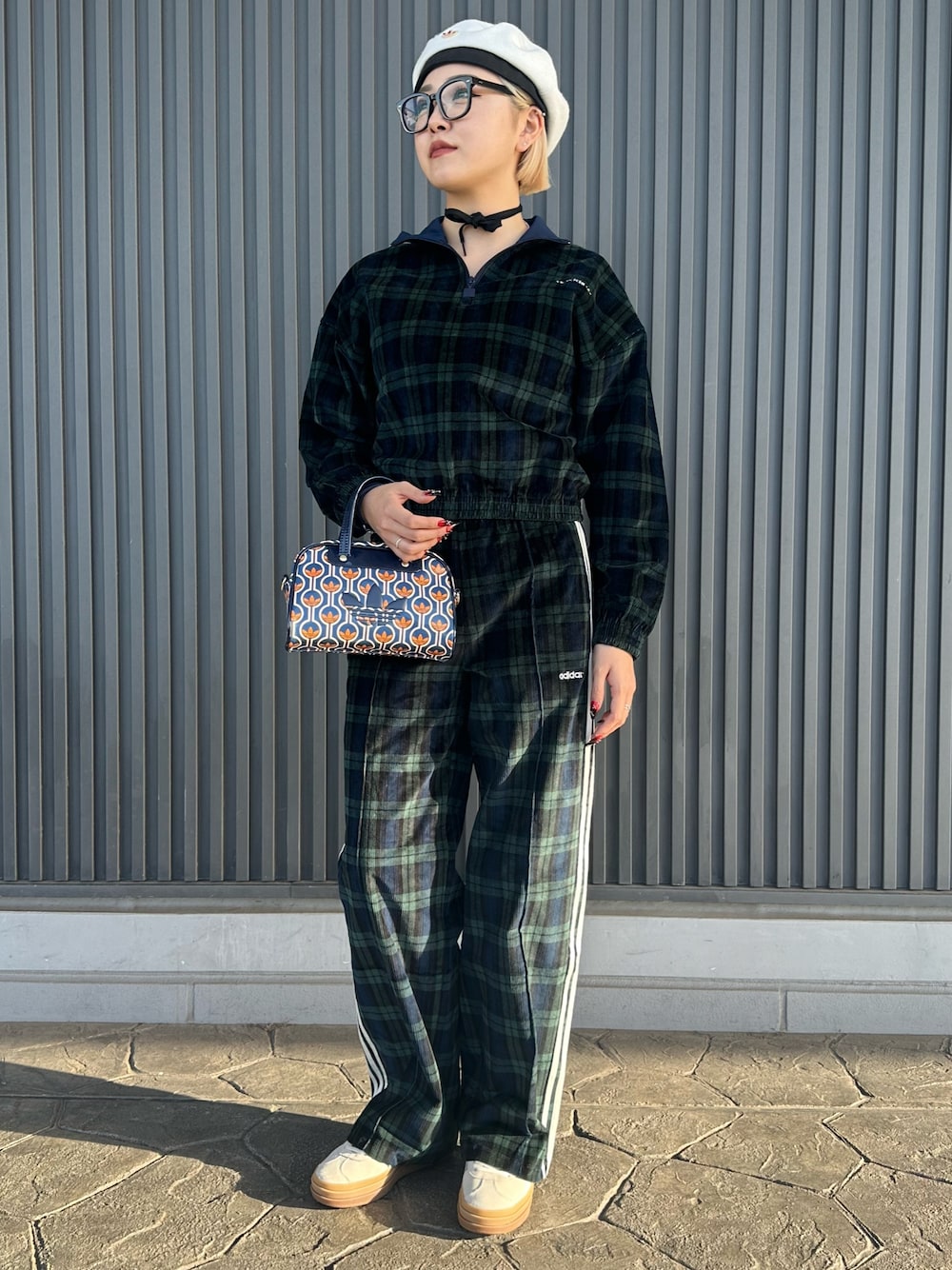 コーデュロイ タータン ハーフジップトップ / アディダス